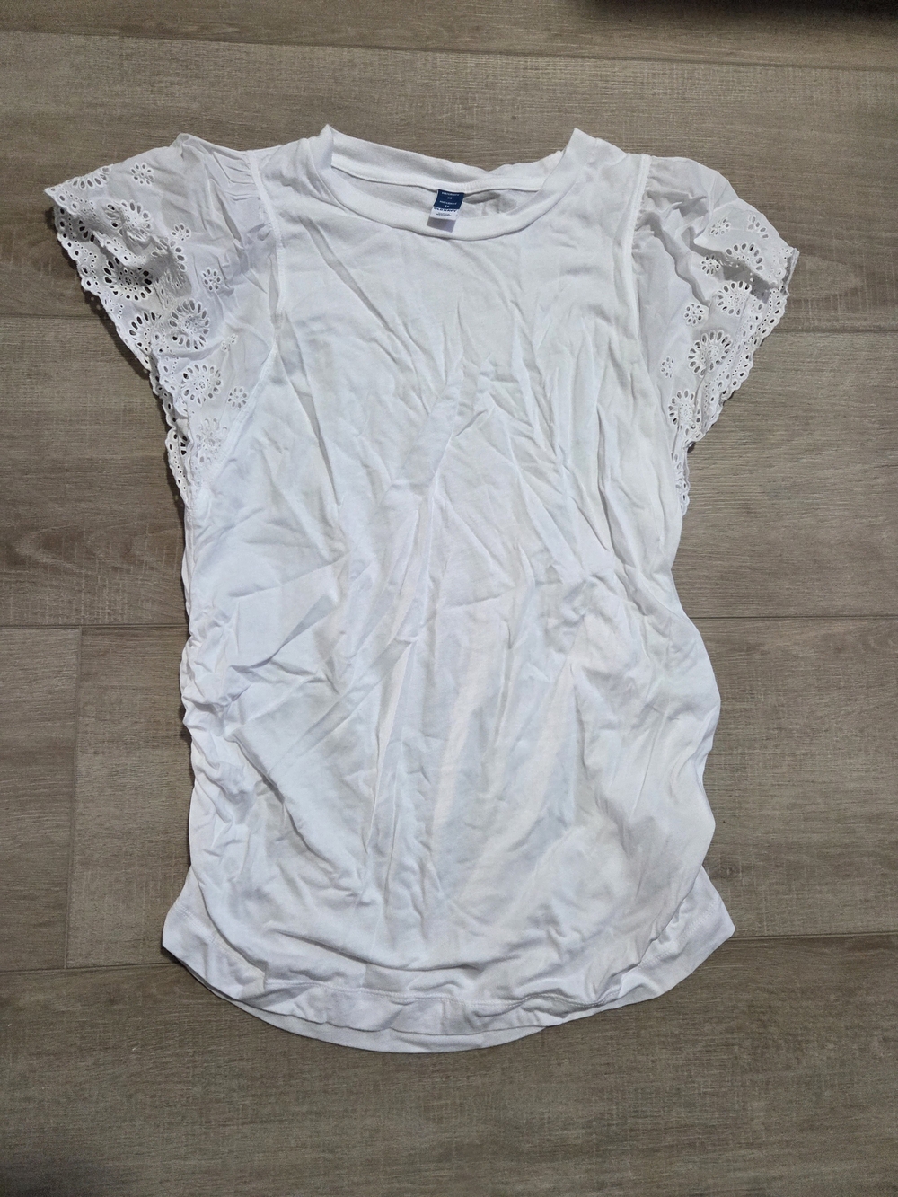 Old Navy Maternity White Eyelet Cap Sleeve Tee XS